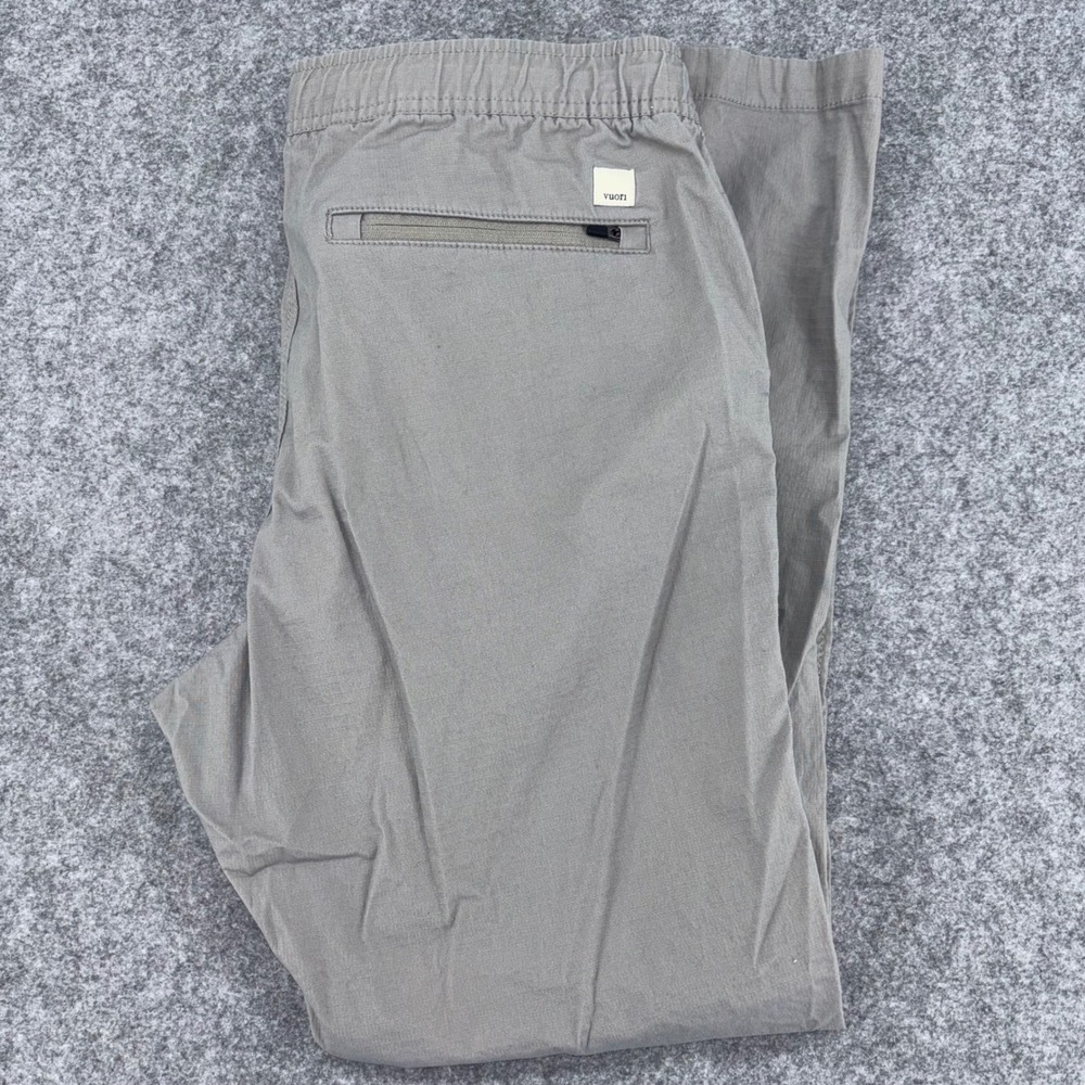 Vuori Ripstop Climber Pants Mens Large Gray VW401 Elastic Waist Hiking Trousers